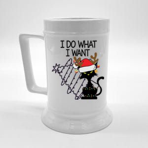 I Do What I Want Christmas Tree Cat Cool Gift Beer Stein