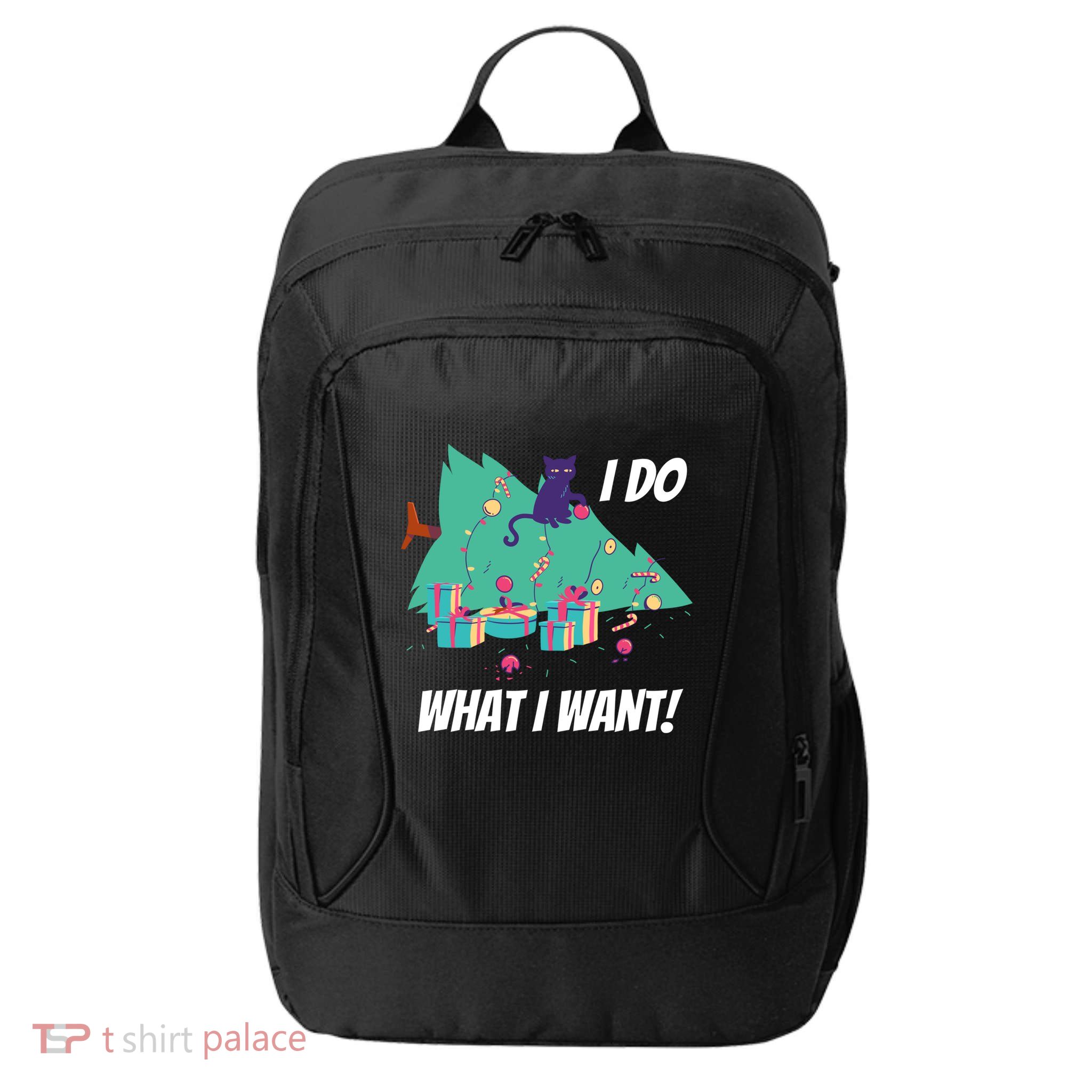I Do What I Want Cat Destroys Christmas Tree Meme Funny Gift City Backpack