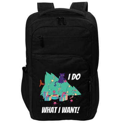 I Do What I Want Cat Destroys Christmas Tree Meme Funny Gift Impact Tech Backpack