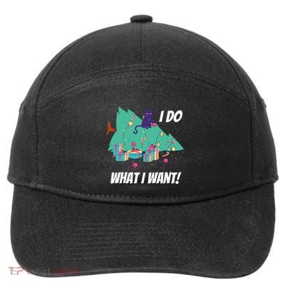 I Do What I Want Cat Destroys Christmas Tree Meme Funny Gift 7-Panel Snapback Hat