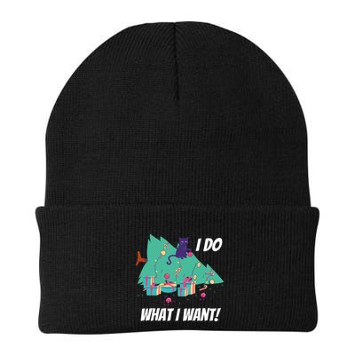 I Do What I Want Cat Destroys Christmas Tree Meme Funny Gift Beanie