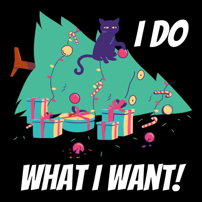 I Do What I Want Cat Destroys Christmas Tree Meme Funny Gift Cooling Performance Long Sleeve Crew