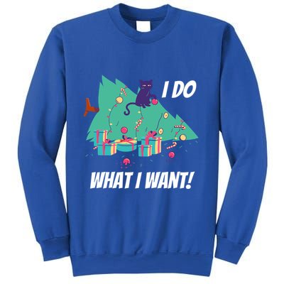 I Do What I Want Cat Destroys Christmas Tree Meme Funny Gift Sweatshirt