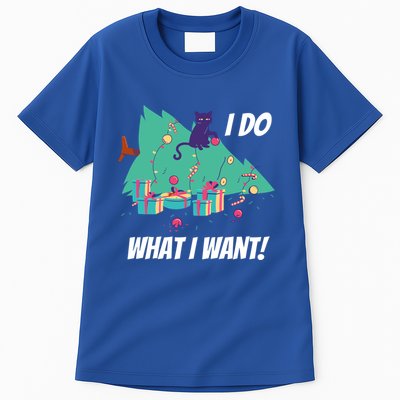 I Do What I Want Cat Destroys Christmas Tree Meme Funny Gift Tall T-Shirt