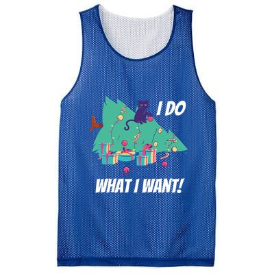 I Do What I Want Cat Destroys Christmas Tree Meme Funny Gift Mesh Reversible Basketball Jersey Tank
