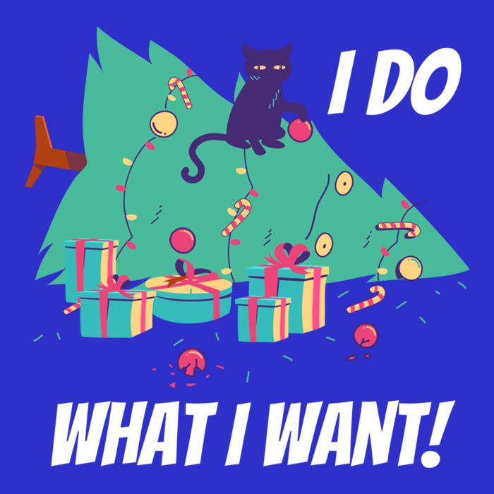 I Do What I Want Cat Destroys Christmas Tree Meme Funny Gift Stripe Pom Pom Beanie
