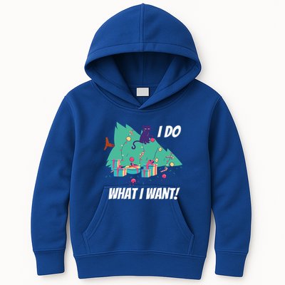 I Do What I Want Cat Destroys Christmas Tree Meme Funny Gift Kids Hoodie
