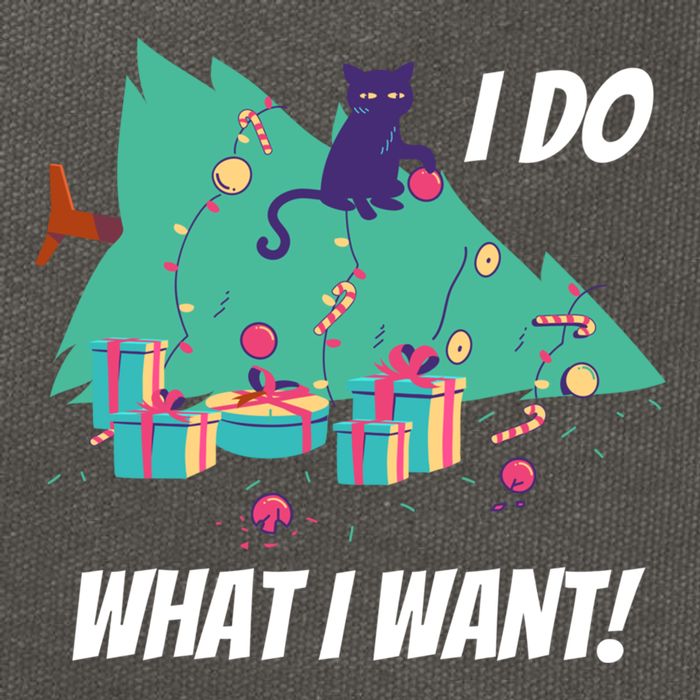 I Do What I Want Cat Destroys Christmas Tree Meme Funny Gift Cotton Canvas Backpack