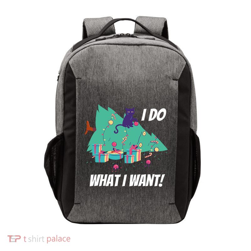 I Do What I Want Cat Destroys Christmas Tree Meme Funny Gift Vector Backpack