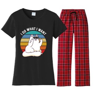 I Do What I Want Funny Cat Attitude Cat Lover Women's Flannel Pajama Set