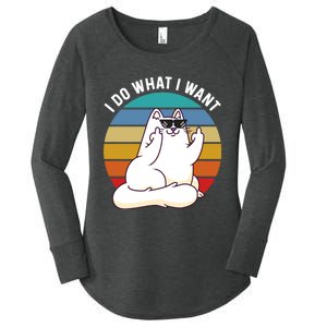 I Do What I Want Funny Cat Attitude Cat Lover Women's Perfect Tri Tunic Long Sleeve Shirt