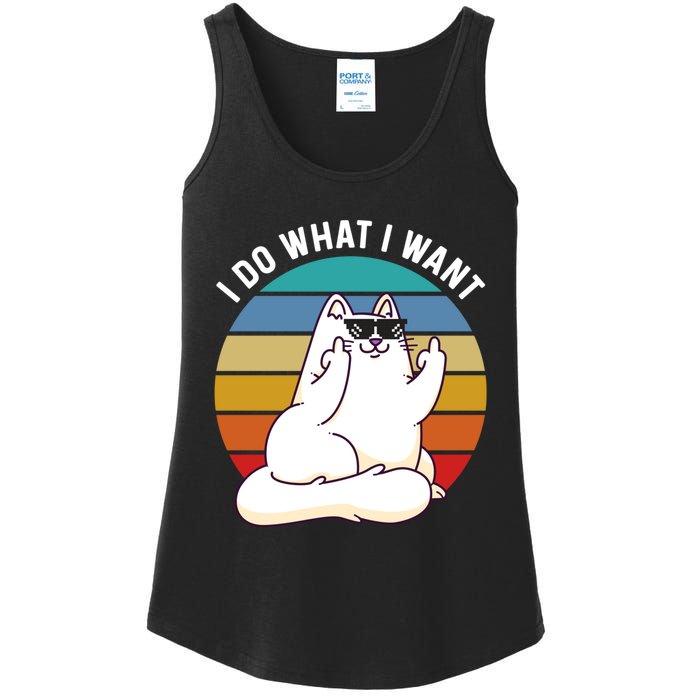 I Do What I Want Funny Cat Attitude Cat Lover Ladies Essential Tank