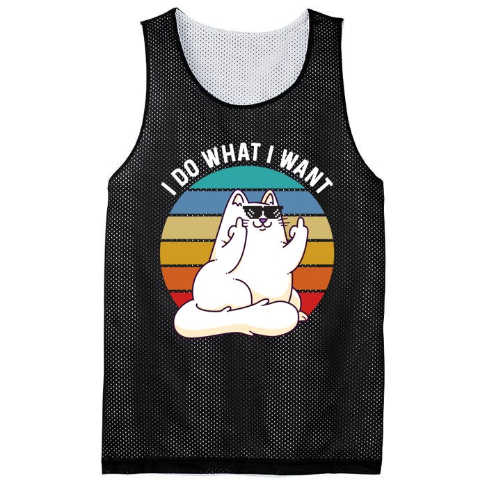 I Do What I Want Funny Cat Attitude Cat Lover Mesh Reversible Basketball Jersey Tank