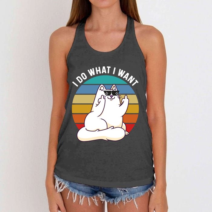 I Do What I Want Funny Cat Attitude Cat Lover Women's Knotted Racerback Tank