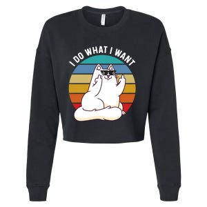 I Do What I Want Funny Cat Attitude Cat Lover Cropped Pullover Crew