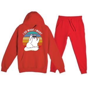 I Do What I Want Funny Cat Attitude Cat Lover Premium Hooded Sweatsuit Set