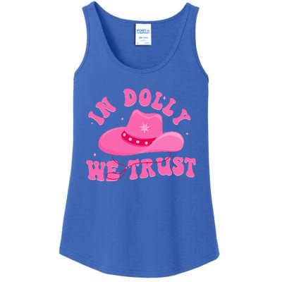 In D.O.L.L.Y We Trust Pink Hat Ladies Essential Tank