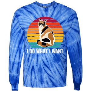 I Do What I Want Calico Cat Owner Calico Cat Lover Gift Tie-Dye Long Sleeve Shirt