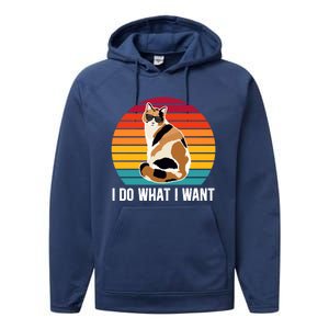 I Do What I Want Calico Cat Owner Calico Cat Lover Gift Performance Fleece Hoodie