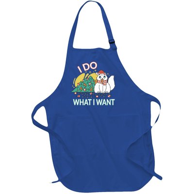 I Do What I Want Mischievous Christmas Cat Meaningful Gift Full-Length Apron With Pockets