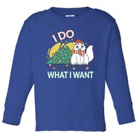 I Do What I Want Mischievous Christmas Cat Meaningful Gift Toddler Long Sleeve Shirt