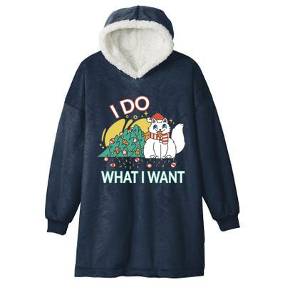 I Do What I Want Mischievous Christmas Cat Meaningful Gift Hooded Wearable Blanket