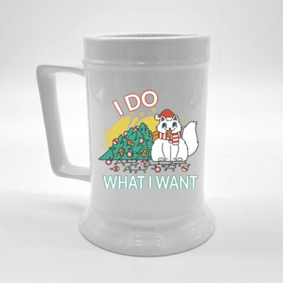 I Do What I Want Mischievous Christmas Cat Meaningful Gift Beer Stein