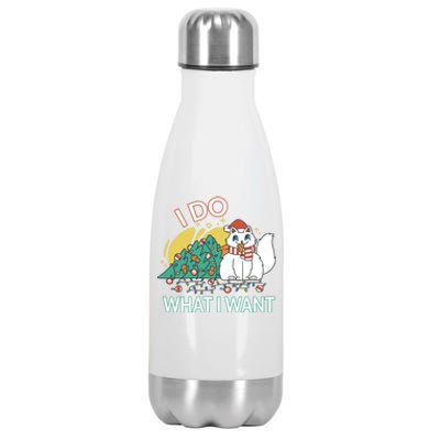 I Do What I Want Mischievous Christmas Cat Meaningful Gift Stainless Steel Insulated Water Bottle