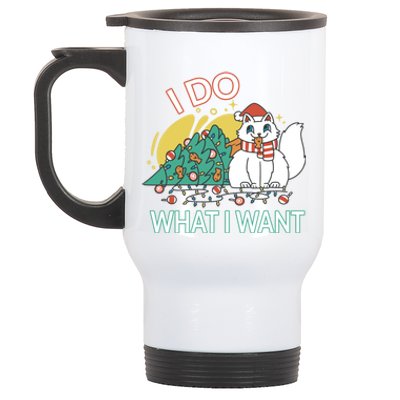 I Do What I Want Mischievous Christmas Cat Meaningful Gift Stainless Steel Travel Mug