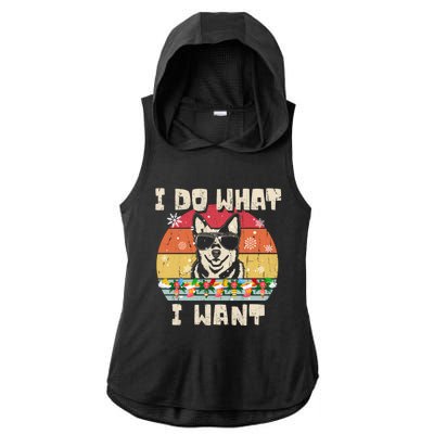 I Do What I Want Cattle Dog Retro Christmas Style Funny Cool Gift Ladies PosiCharge Tri-Blend Wicking Draft Hoodie Tank