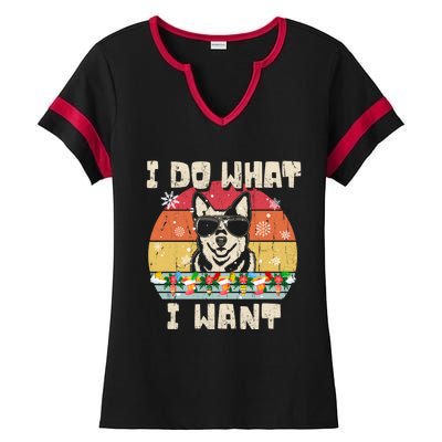 I Do What I Want Cattle Dog Retro Christmas Style Funny Cool Gift Ladies Halftime Notch Neck Tee