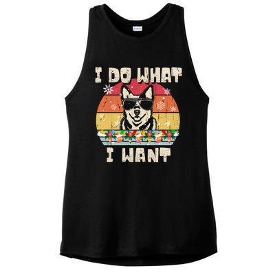 I Do What I Want Cattle Dog Retro Christmas Style Funny Cool Gift Ladies PosiCharge Tri-Blend Wicking Tank