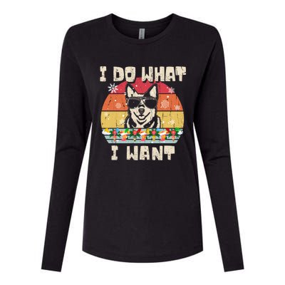 I Do What I Want Cattle Dog Retro Christmas Style Funny Cool Gift Womens Cotton Relaxed Long Sleeve T-Shirt