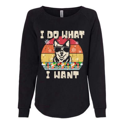 I Do What I Want Cattle Dog Retro Christmas Style Funny Cool Gift Womens California Wash Sweatshirt