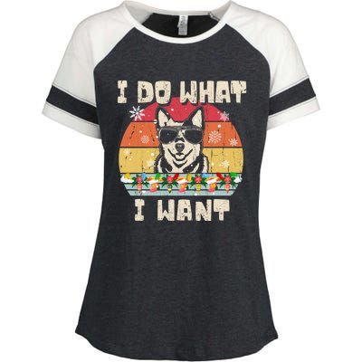 I Do What I Want Cattle Dog Retro Christmas Style Funny Cool Gift Enza Ladies Jersey Colorblock Tee