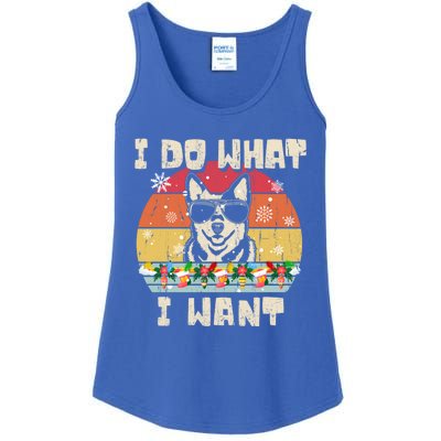 I Do What I Want Cattle Dog Retro Christmas Style Funny Cool Gift Ladies Essential Tank