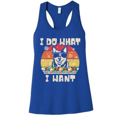 I Do What I Want Cattle Dog Retro Christmas Style Funny Cool Gift Women's Racerback Tank