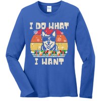 I Do What I Want Cattle Dog Retro Christmas Style Funny Cool Gift Ladies Long Sleeve Shirt