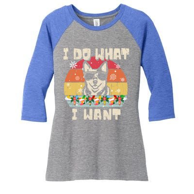 I Do What I Want Cattle Dog Retro Christmas Style Funny Cool Gift Women's Tri-Blend 3/4-Sleeve Raglan Shirt