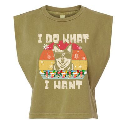 I Do What I Want Cattle Dog Retro Christmas Style Funny Cool Gift Garment-Dyed Women's Muscle Tee