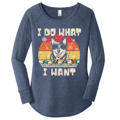 I Do What I Want Cattle Dog Retro Christmas Style Funny Cool Gift Women's Perfect Tri Tunic Long Sleeve Shirt