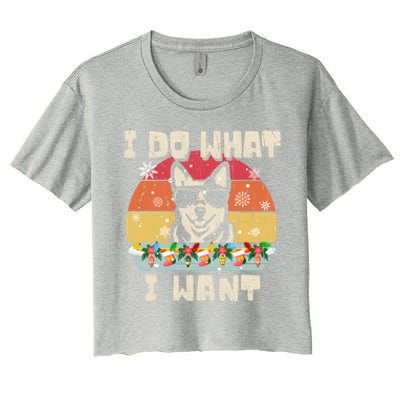 I Do What I Want Cattle Dog Retro Christmas Style Funny Cool Gift Women's Crop Top Tee