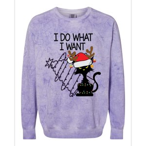 I Do What I Want Christmas Tree Cat Gift Colorblast Crewneck Sweatshirt