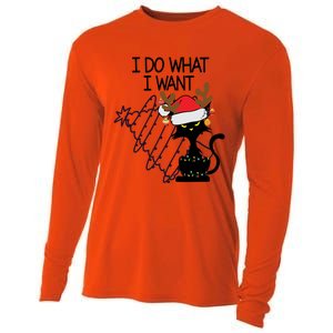 I Do What I Want Christmas Tree Cat Gift Cooling Performance Long Sleeve Crew