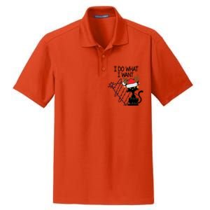 I Do What I Want Christmas Tree Cat Gift Dry Zone Grid Polo