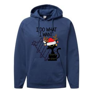 I Do What I Want Christmas Tree Cat Gift Performance Fleece Hoodie