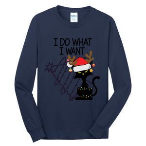 I Do What I Want Christmas Tree Cat Gift Tall Long Sleeve T-Shirt