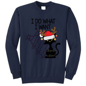 I Do What I Want Christmas Tree Cat Gift Tall Sweatshirt