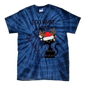 I Do What I Want Christmas Tree Cat Gift Tie-Dye T-Shirt