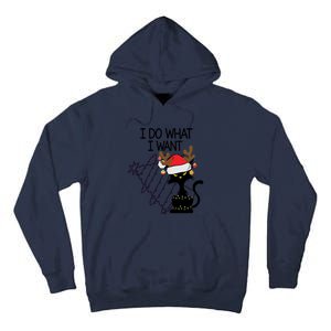 I Do What I Want Christmas Tree Cat Gift Tall Hoodie